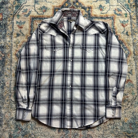 Stetson Pearl Snap Western Plaid Shirt Medium - Picture 1 of 5
